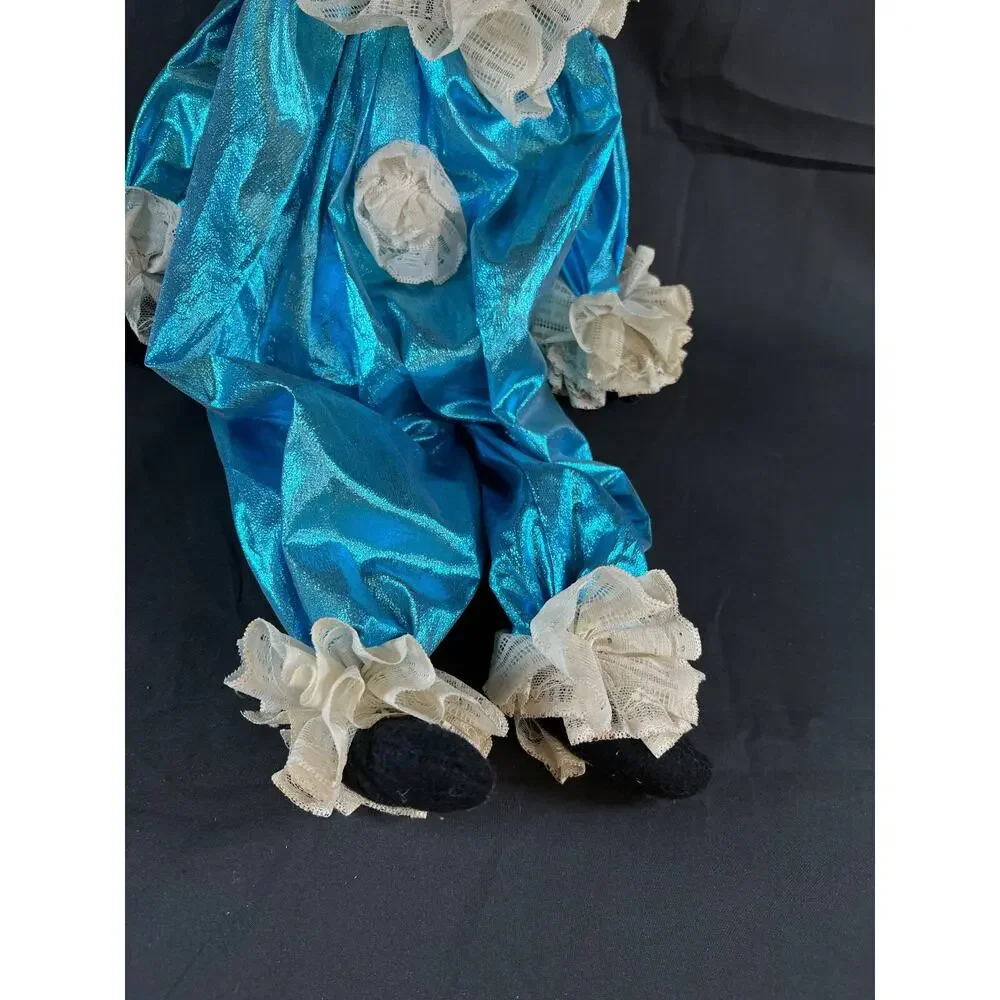 Vintage Large 20” Porcelaine Clown turquoise Dolls Ballerina wood body